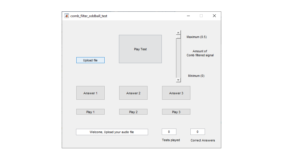 Comb Filter Oddball Test GUI comb filter matlab | comb filter effect | comb filter audio | microphone placement techniques