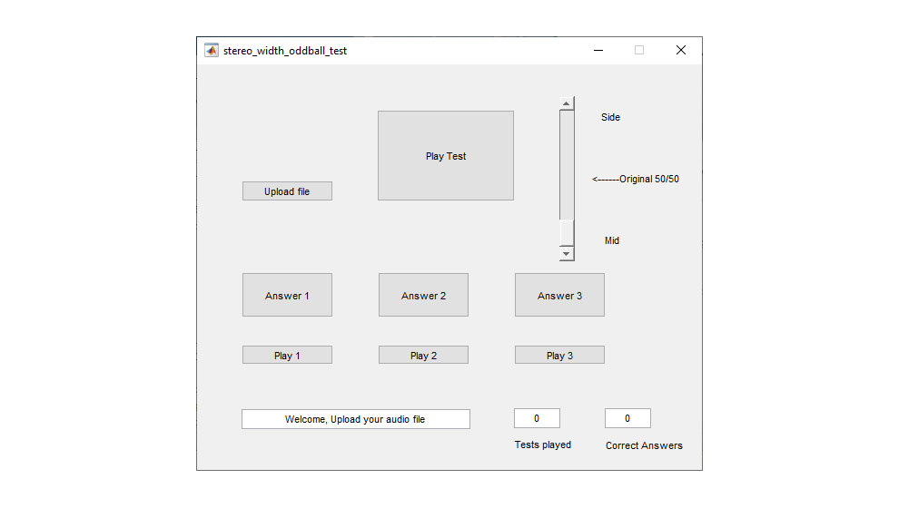 Stereo Width Oddball Test GUI michele pizzi | stereo width plugin | mid side processing | listening skills audio